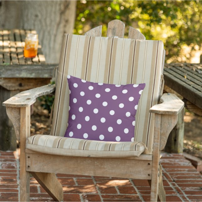 White Polkadots Mönster Amethyst Violet Lila Kudde (Stol)
