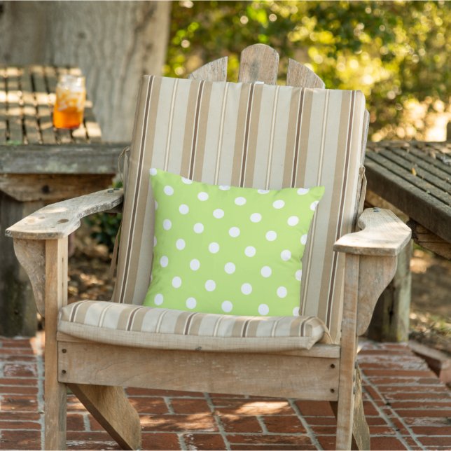 White Polkadots Mönster på Lime Green Kudde (Stol)