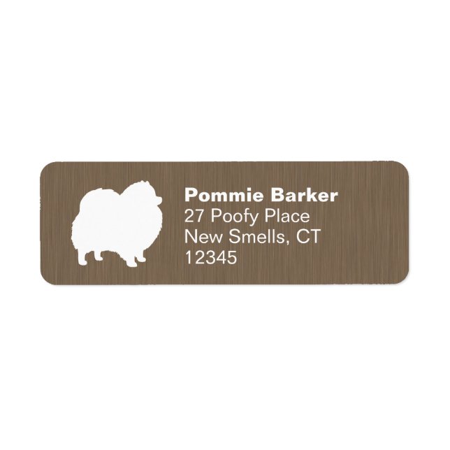 White Pommanian Hund Silhouette Returadress Returadress Etikett (Framsidan)