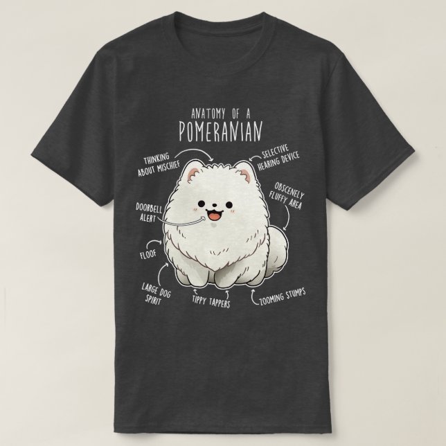 White Pommern Hund Anatomy T Shirt (Design framsida)