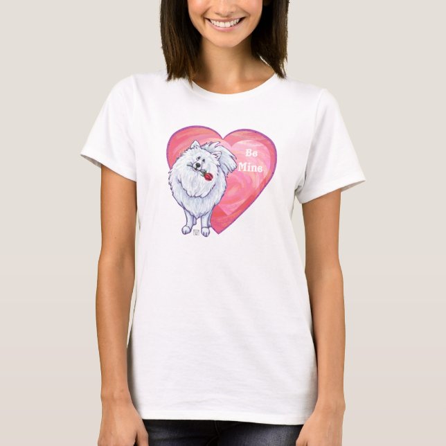 White Pommern Valentine Day T-Shirt (Framsida)