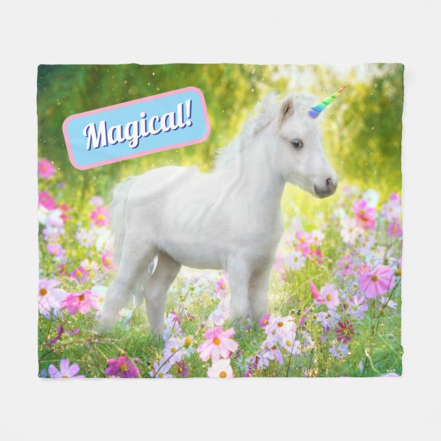 White Pony Unicorn Fleecefilt (Framsidan (Horisontell))