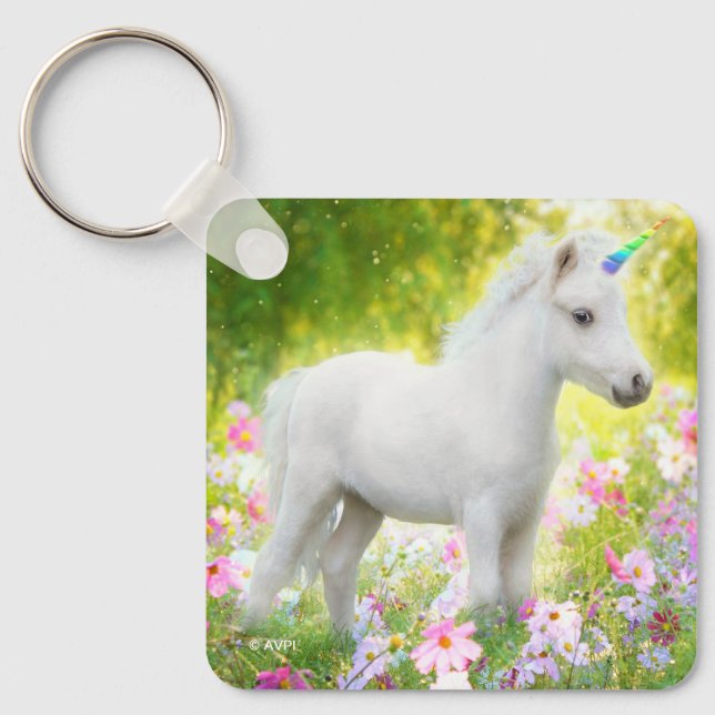 White Pony Unicorn Nyckelring (Framsida)