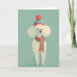 White Poodle Holiday Greeting Kort