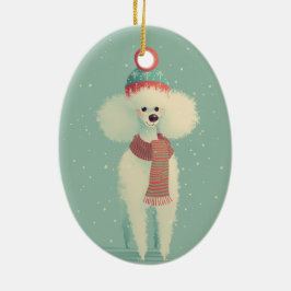 White Poodle Holiday Keepsake Julgransprydnad Keramik