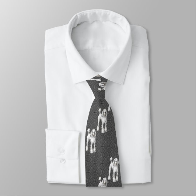 White Poodles on Gray Background Tie Slips (Bunden)