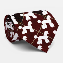 White Poodles on Plaid Necktie Slips