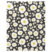 White Poppies Fleece Blanket (3 Sizes)