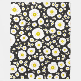 White Poppies Fleece Blanket (3 Sizes)