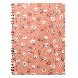 White Poppies on Vibrant Red Cover Anteckningsbok