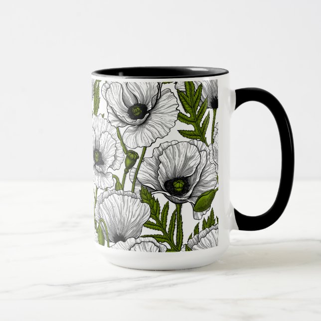 White poppies on white mugg (Höger)