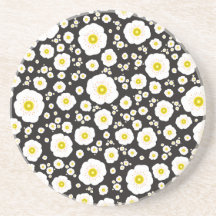 White Poppies Sandstone Coaster