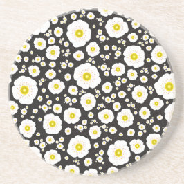 White Poppies Sandstone Coaster Underlägg