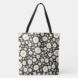 White Poppies Shoulder Tote (2 sizes) Tygkasse
