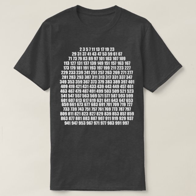 White prime numbers t shirt (Design framsida)