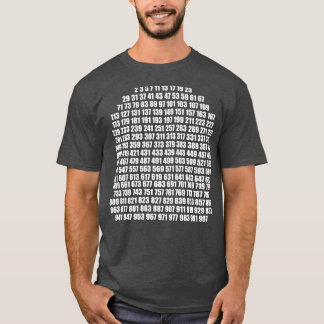 White prime numbers t shirt