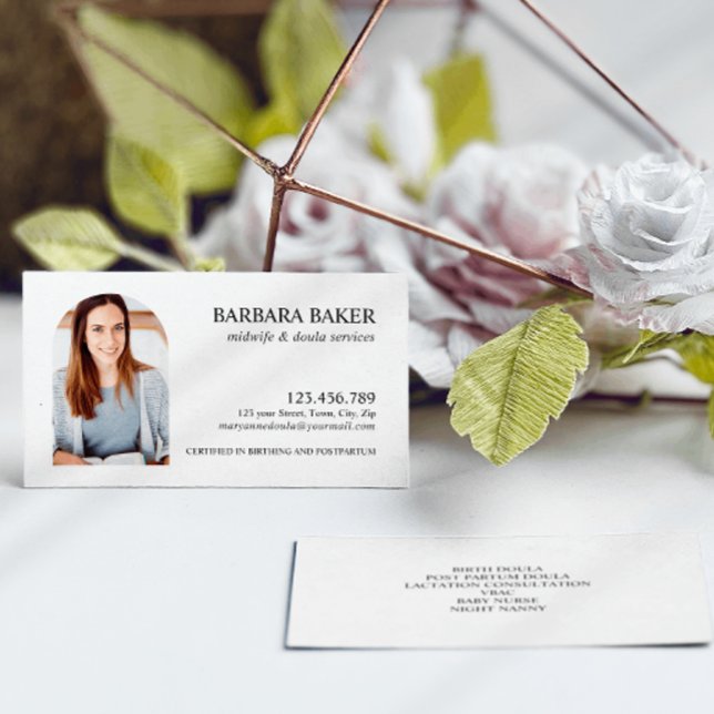 White Professionell Midfru Doula Photo Arch Visitkort (Skapare uppladdad)