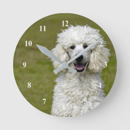 White Pudel Clock Rund Klocka