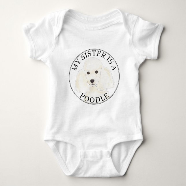 White Pudel Hund Big Sister T Shirt (Framsida)