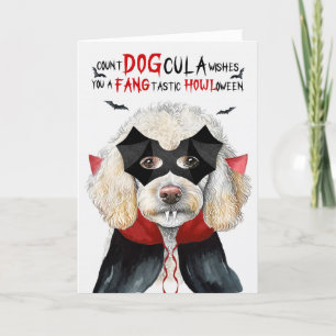 White Pudel Hund Funny Count DOGcula Halloween Helgkort