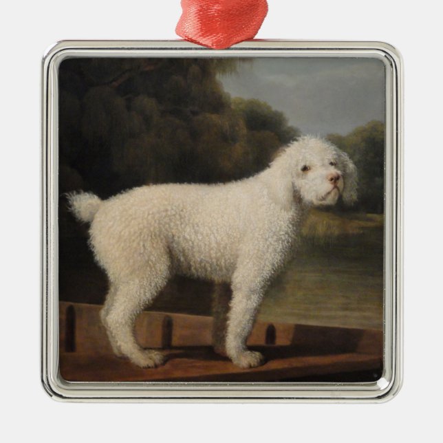 White Pudel i fitta (av George Stubbs) Julgransprydnad Metall (Framsidan)