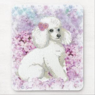 White Pudel i Lilacs Art och presenter Musmatta