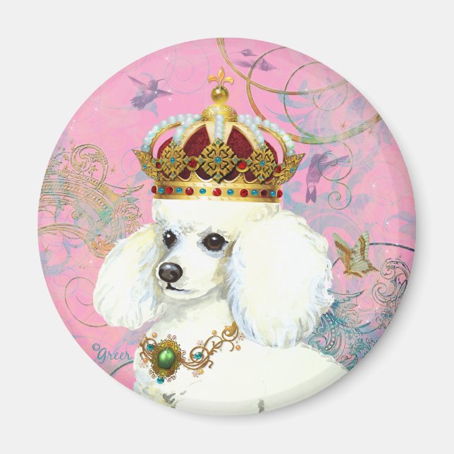White Pudel Princess med Hummingbird Magnet (Framsidan)