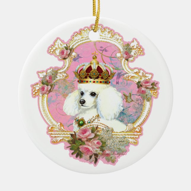 White Pudel Queen jul Ornament (Framsidan)