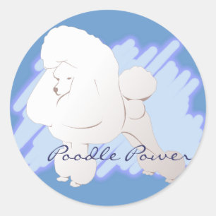 White Pudel Stickers Runt Klistermärke
