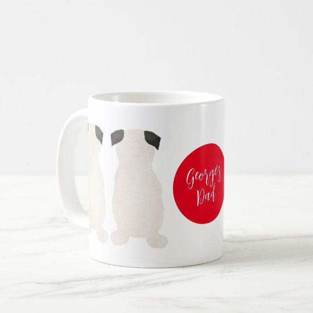 White Pug Gift för Pappa Kaffemugg (Framsida vänster)