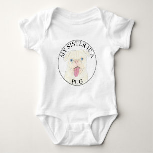 White Pug Hund Big Sister T Shirt