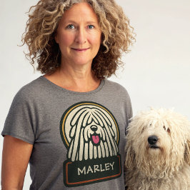 White Puli eller Komondor Cute Mop-Hund med trådar T Shirt