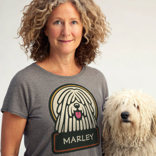 White Puli eller Komondor Cute Mop-Hund med trådar T Shirt