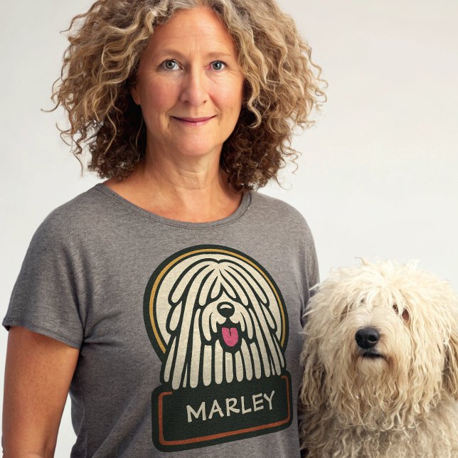 White Puli eller Komondor Cute Mop-Hund med trådar T Shirt (Skapare uppladdad)