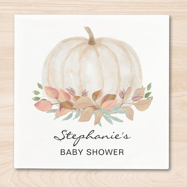 White Pumpkin Baby Shower Pappersservett (Skapare uppladdad)
