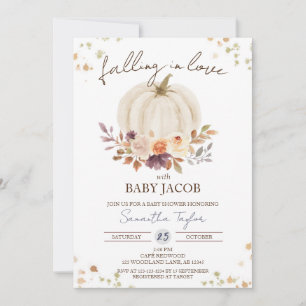White Pumpkin Baby Shower, sjunker i Kärlek Inbjudningar