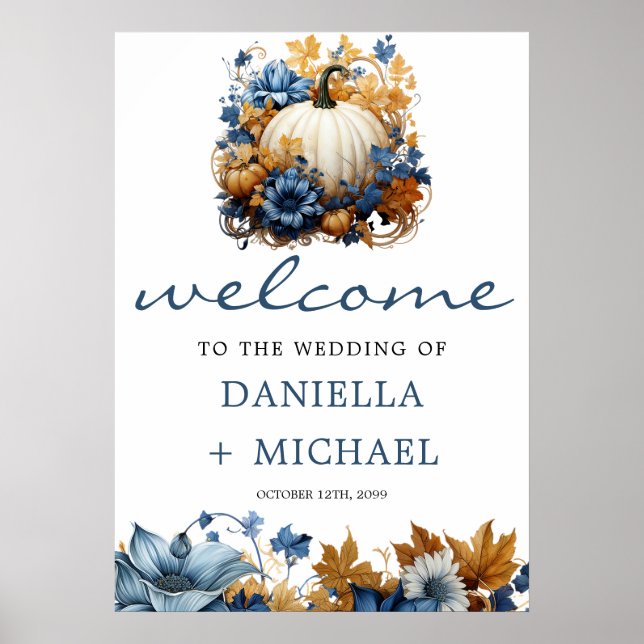 White Pumpkin Elegant Fall Garden Poster (Framsidan)