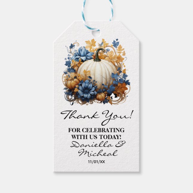 White Pumpkin Elegant Fall Garden Presentetikett (Framsidan)