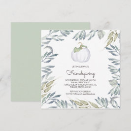 White Pumpkin Friendsgiving Inbjudan - Square