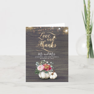 White Pumpkin Guld Typography Bröllop Tack Kort