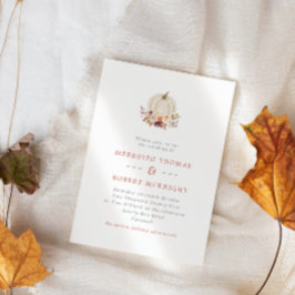 White Pumpkin Lila & Terracotta Blommigt Bröllop Inbjudningar