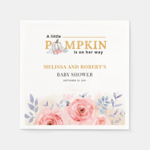 White Pumpkin Par Baby Shower Blommigt Lilac Pappersservett