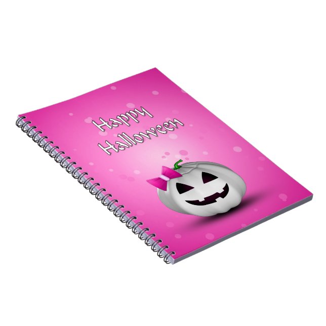 White Pumpkin Rosa Girly Halloween Anteckningsbok (Högra Sidan)