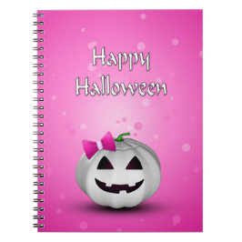 White Pumpkin Rosa Girly Halloween Anteckningsbok