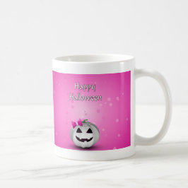 White Pumpkin Rosa Girly Halloween Kaffemugg