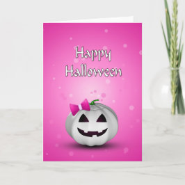 White Pumpkin Rosa Girly Halloween Kort