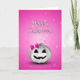 White Pumpkin Rosa Girly Halloween Kort