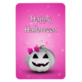 White Pumpkin Rosa Girly Halloween Magnet