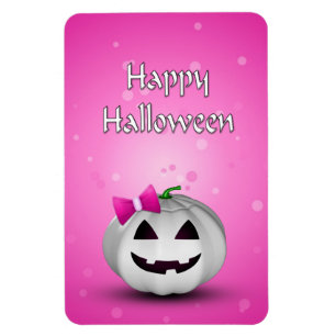 White Pumpkin Rosa Girly Halloween Magnet