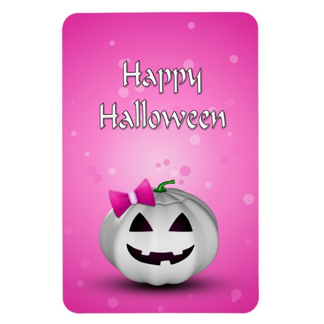 White Pumpkin Rosa Girly Halloween Magnet (Vertikal)
